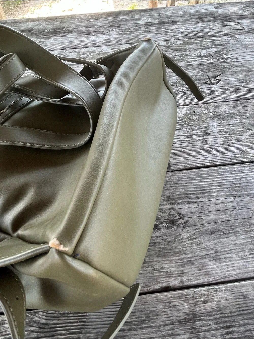 Love Moschino  Olive Green sm Backpack with Green Pom-Pom Charm